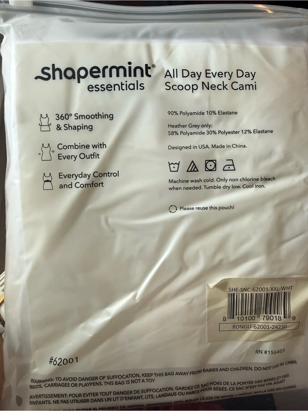 Shapermint All Day Every Day White Scoop Neck Cami